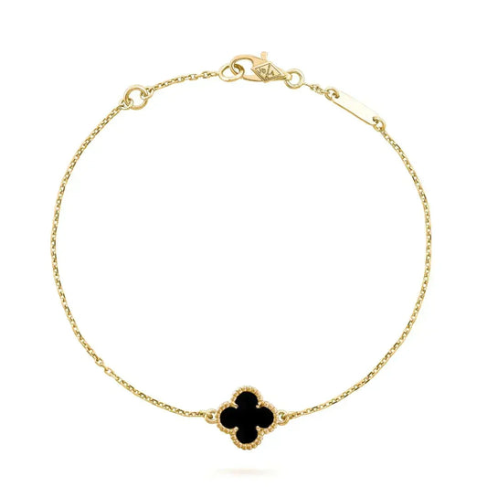 ¡®Veyra Jewelry¡¯CLOVER ONYX SINGLE FLOWER BRACELET