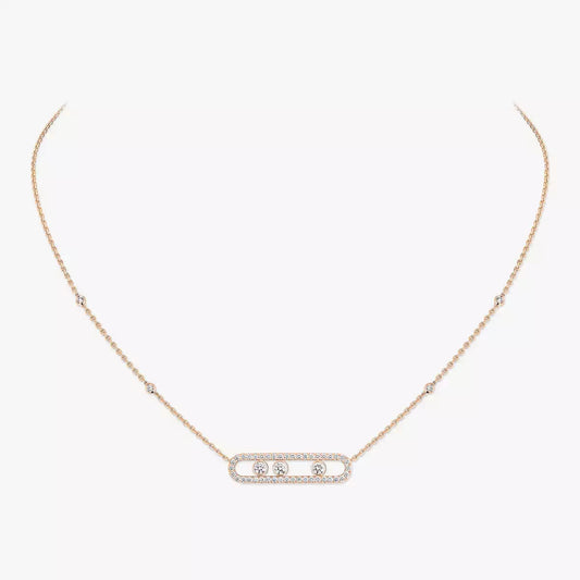 [Veyra Jewelry] Move Pave_ Rose Gold Diamond Necklace